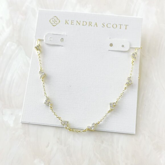Kendra Scott Haven Heart Necklace Gold Crystal Adjustable - Picture 1 of 3